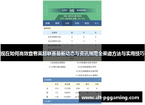 现在如何高效查看英超联赛最新动态与资讯指南全渠道方法与实用技巧